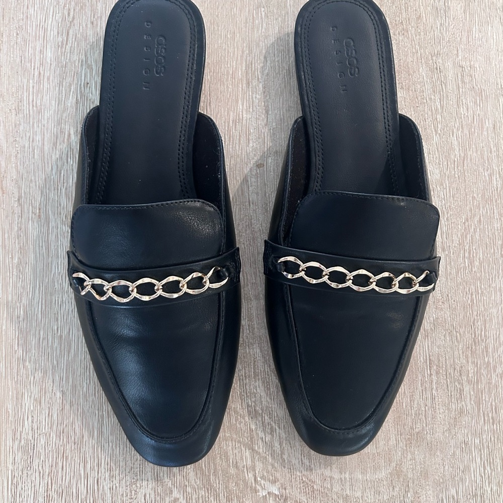 ASOS Black Flat Mules - size 9